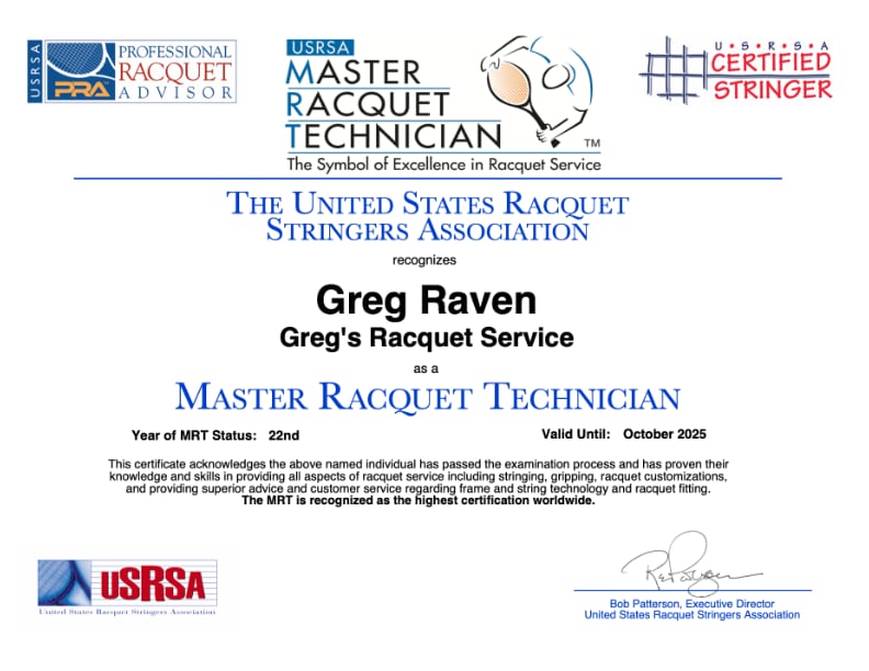 Greg Raven’s 2025 USRSA MRT certificate